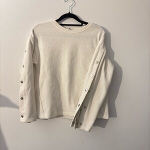Women's Cream Sweater with Button Detail